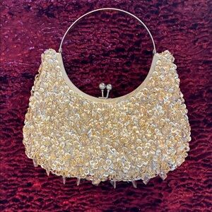 Elegant Gold Beaded Women's Bag